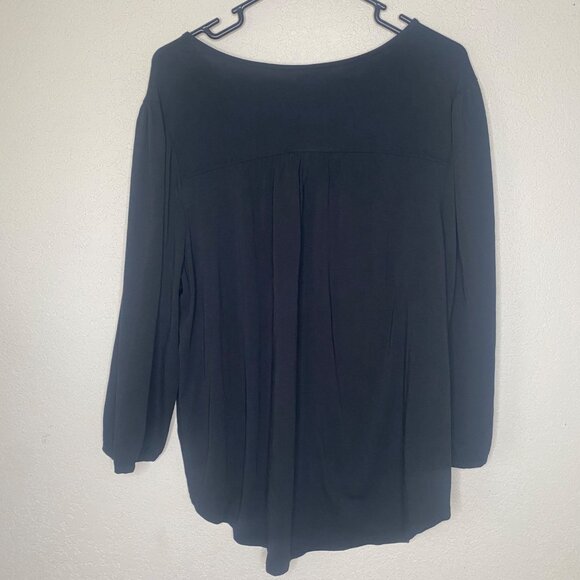 NWT Lands End Top Womens Size 1X Black Long Sleeve V-Neck Lightweight Stretch Fa - Picture 7 of 14
